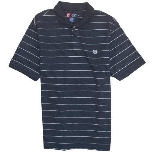 Chaps Men's Navy Blue Striped Cotton Polo Shirt XXL Classic Fit