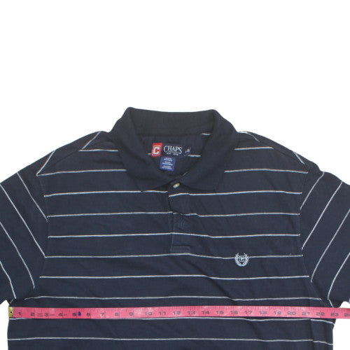 Chaps Men's Navy Blue Striped Cotton Polo Shirt XXL Classic Fit