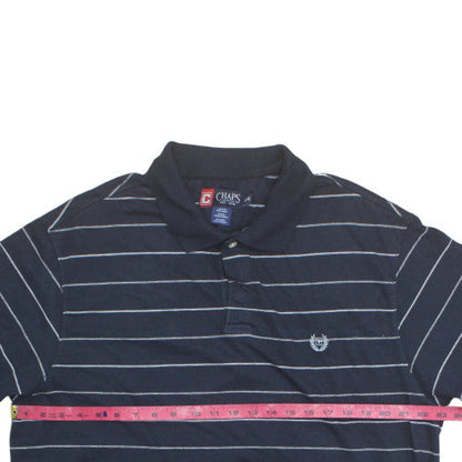 Chaps Men's Navy Blue Striped Cotton Polo Shirt XXL Classic Fit