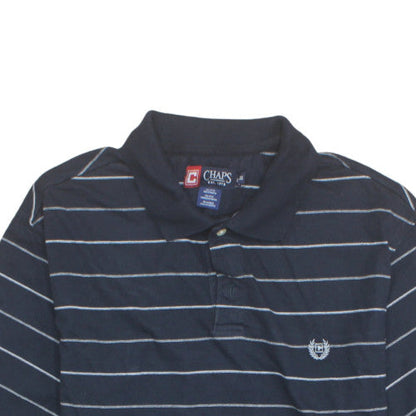 Chaps Men's Navy Blue Striped Cotton Polo Shirt XXL Classic Fit