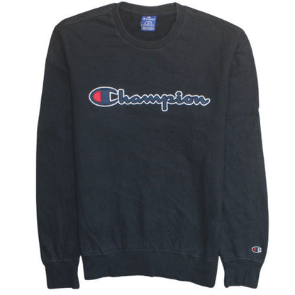 Champion Mens Black Logo Pullover Sweatshirt Size L Regular Fit