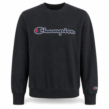 Champion Mens Black Logo Pullover Sweatshirt Size L Regular Fit