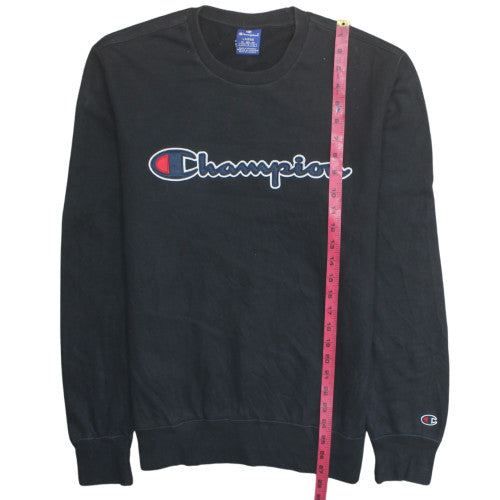 Champion Mens Black Logo Pullover Sweatshirt Size L Regular Fit