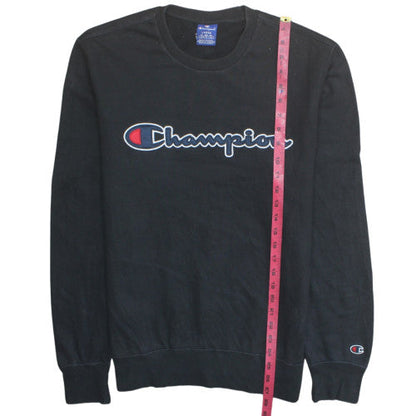 Champion Mens Black Logo Pullover Sweatshirt Size L Regular Fit