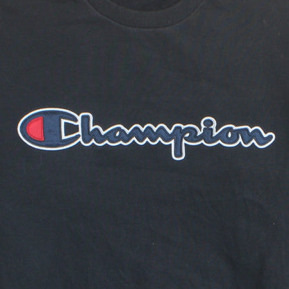 Champion Mens Black Logo Pullover Sweatshirt Size L Regular Fit