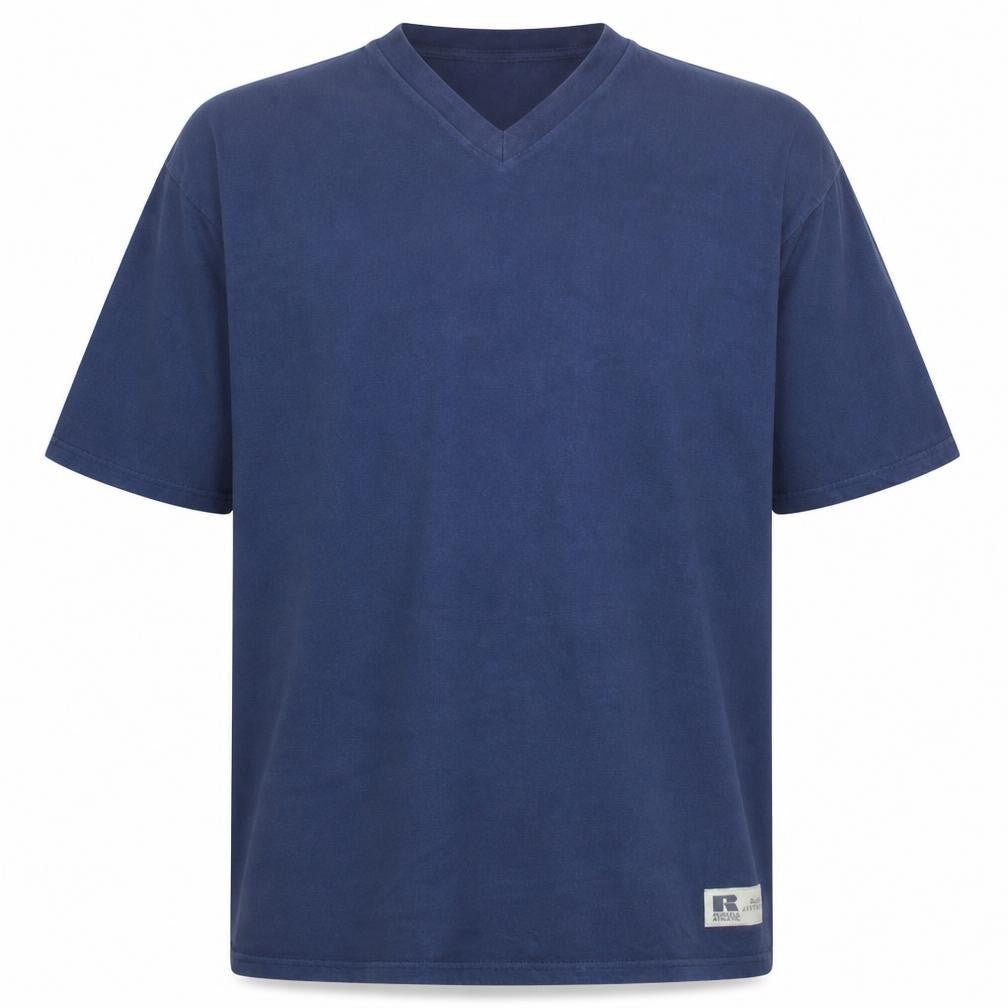 Russell Athletic Mens Blue XL V-Neck Cotton T-Shirt