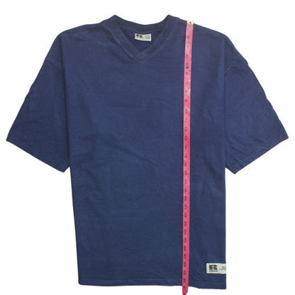 Russell Athletic Mens Blue XL V-Neck Cotton T-Shirt