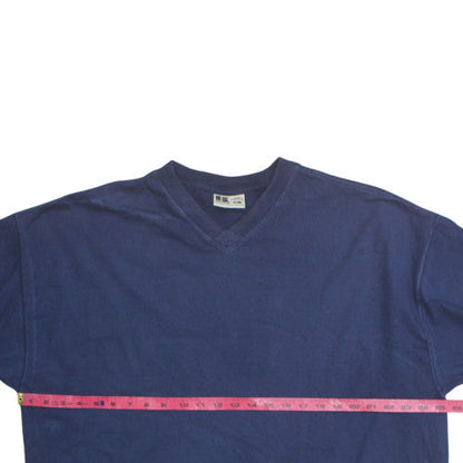 Russell Athletic Mens Blue XL V-Neck Cotton T-Shirt