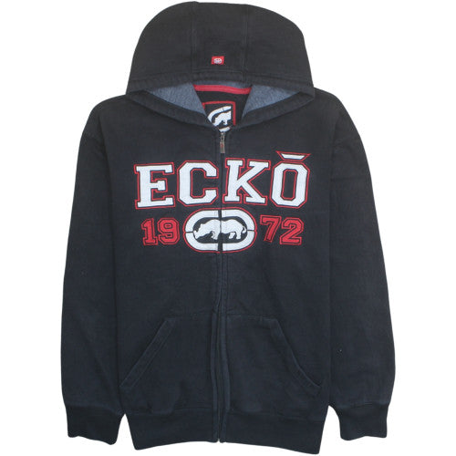 ECKO UNLTD Mens Black XL Full Zip Hoodie Graphic Logo Sweatshirt