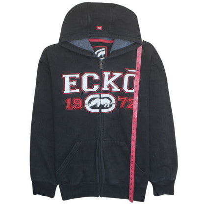 ECKO UNLTD Mens Black XL Full Zip Hoodie Graphic Logo Sweatshirt