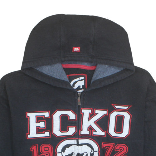 ECKO UNLTD Mens Black XL Full Zip Hoodie Graphic Logo Sweatshirt