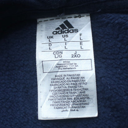 Adidas Mens Blue Pullover Hoodie L Sports Fleece Sweatshirt