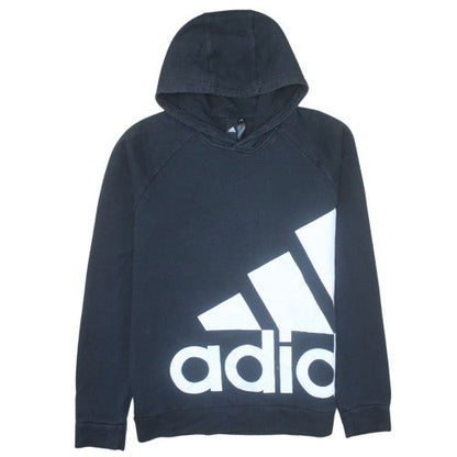 Adidas Men's Black Medium Pullover Hoodie Regular Fit Logo Fleece