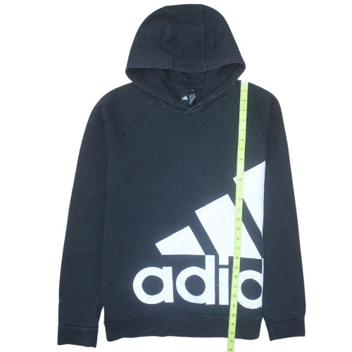 Adidas Men's Black Medium Pullover Hoodie Regular Fit Logo Fleece