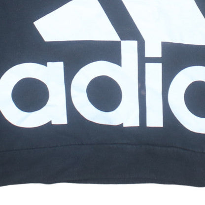 Adidas Men's Black Medium Pullover Hoodie Regular Fit Logo Fleece