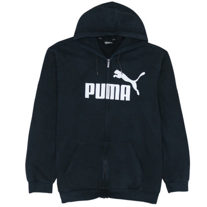 Puma Men’s Black 2XL Full Zip Hoodie with Logo Print