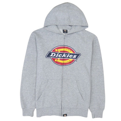 Dickies Men's Grey Full Zip Hoodie L Fleece Logo Sweatshirt