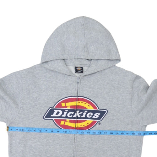 Dickies Men's Grey Full Zip Hoodie L Fleece Logo Sweatshirt