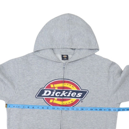 Dickies Men's Grey Full Zip Hoodie L Fleece Logo Sweatshirt