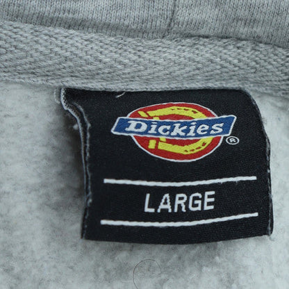 Dickies Men's Grey Full Zip Hoodie L Fleece Logo Sweatshirt