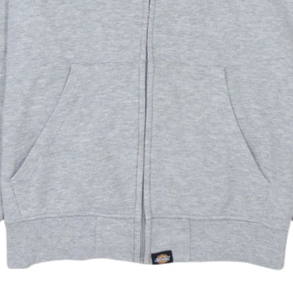 Dickies Men's Grey Full Zip Hoodie L Fleece Logo Sweatshirt