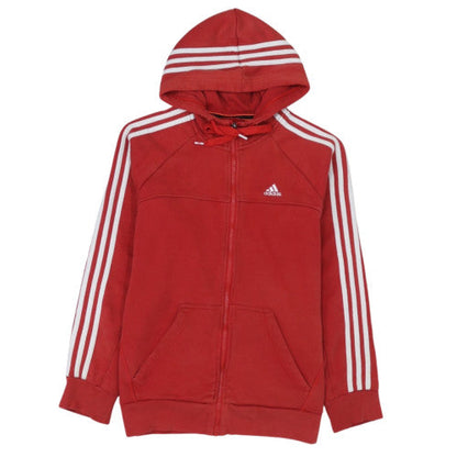 Adidas Mens Red Full Zip Hoodie Size S Hooded Essentials Cotton Blend