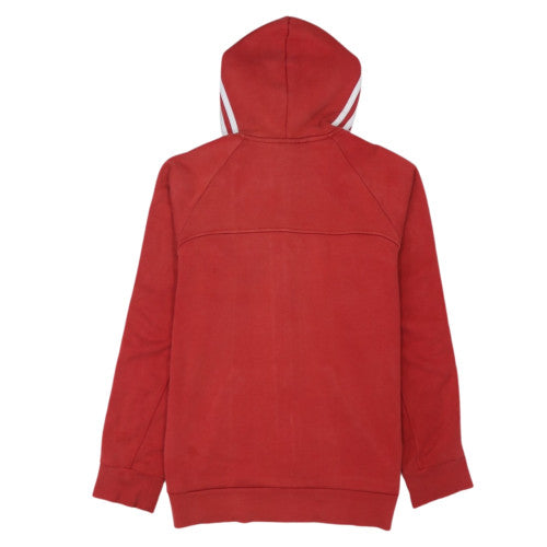Adidas Mens Red Full Zip Hoodie Size S Hooded Essentials Cotton Blend