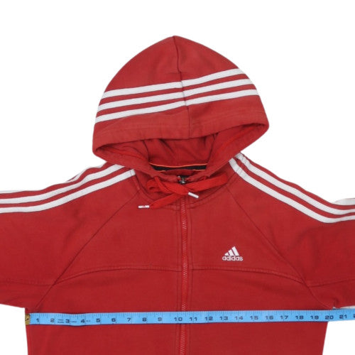 Adidas Mens Red Full Zip Hoodie Size S Hooded Essentials Cotton Blend