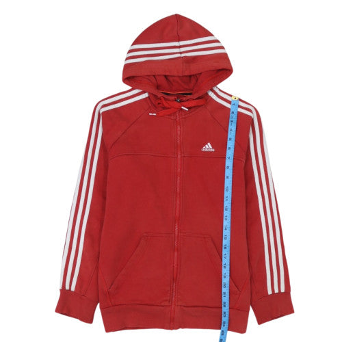 Adidas Mens Red Full Zip Hoodie Size S Hooded Essentials Cotton Blend