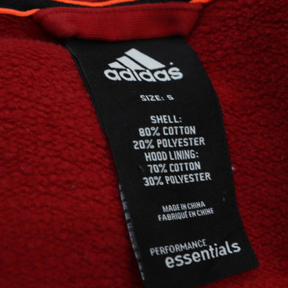 Adidas Mens Red Full Zip Hoodie Size S Hooded Essentials Cotton Blend