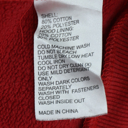 Adidas Mens Red Full Zip Hoodie Size S Hooded Essentials Cotton Blend