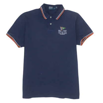 Ralph Lauren Men's Blue Custom Fit Polo Shirt Size L Embroidered
