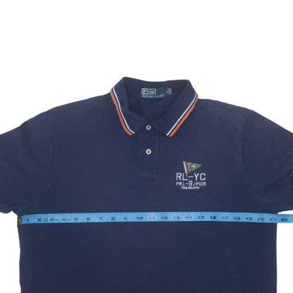 Ralph Lauren Men's Blue Custom Fit Polo Shirt Size L Embroidered