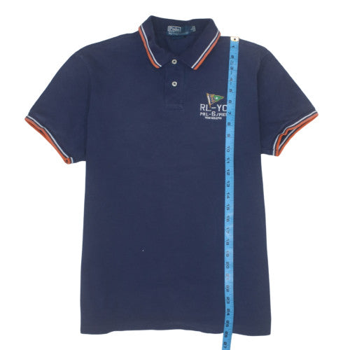 Ralph Lauren Men's Blue Custom Fit Polo Shirt Size L Embroidered