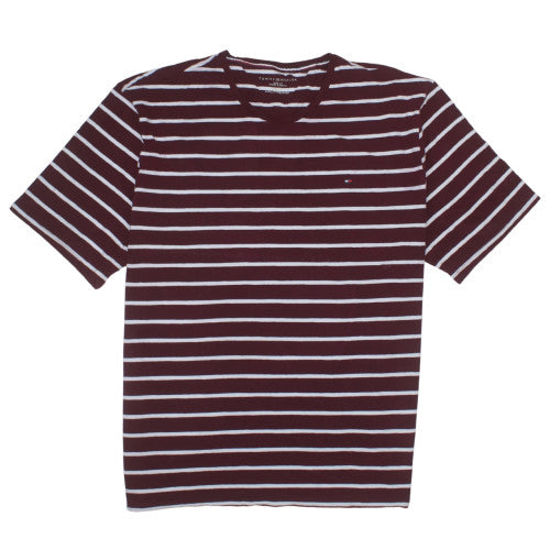 Tommy Hilfiger Men's Red Striped Slim Fit T-Shirt 3XL