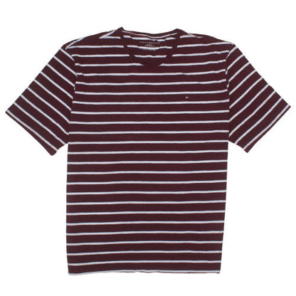 Tommy Hilfiger Men's Red Striped Slim Fit T-Shirt 3XL