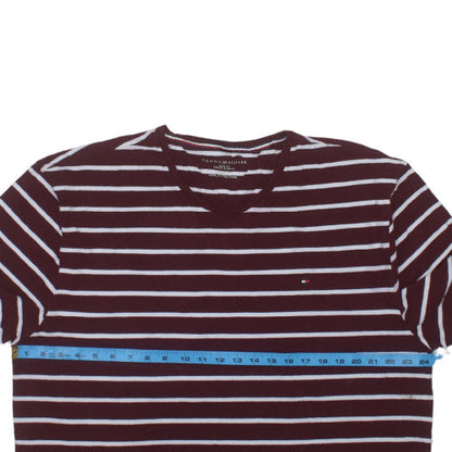 Tommy Hilfiger Men's Red Striped Slim Fit T-Shirt 3XL