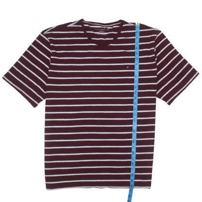 Tommy Hilfiger Men's Red Striped Slim Fit T-Shirt 3XL