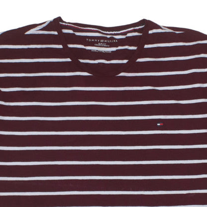 Tommy Hilfiger Men's Red Striped Slim Fit T-Shirt 3XL