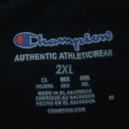 Champion Men's Black 2XL Crew Neck Graphic Print T-Shirt
