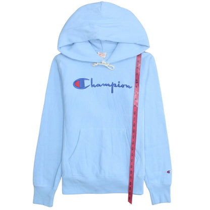 Champion Men's Blue Pullover Hoodie Medium Embroidered Logo Fleece
