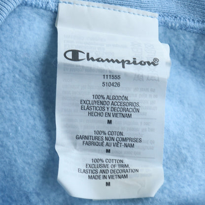 Champion Men's Blue Pullover Hoodie Medium Embroidered Logo Fleece