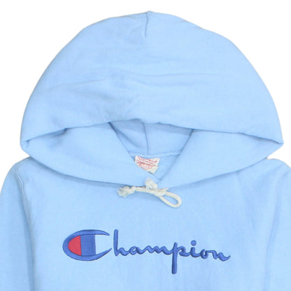 Champion Men's Blue Pullover Hoodie Medium Embroidered Logo Fleece
