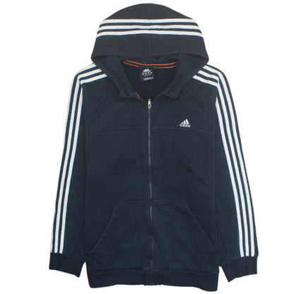 adidas Men's Black XL Full Zip Hoodie with Striped Sleeves