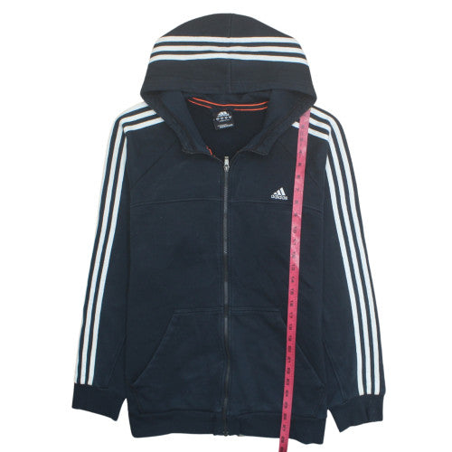 adidas Men's Black XL Full Zip Hoodie with Striped Sleeves