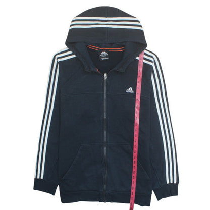 adidas Men's Black XL Full Zip Hoodie with Striped Sleeves