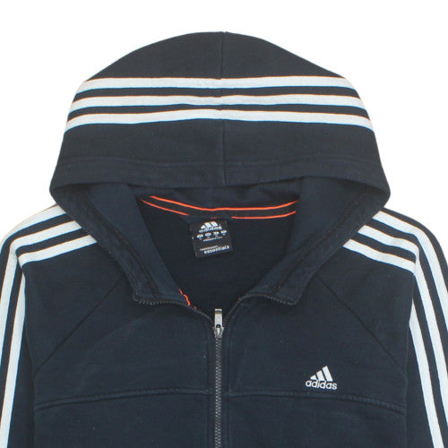 adidas Men's Black XL Full Zip Hoodie with Striped Sleeves