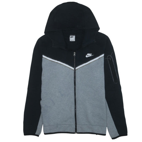 Nike Men's Grey Black Full Zip Hooded Fleece Hoodie L