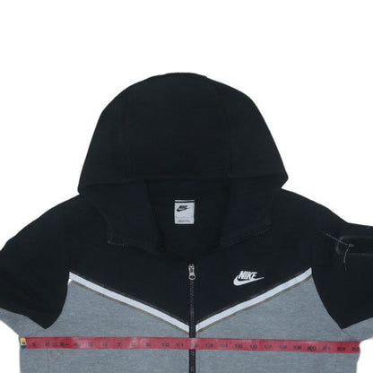 Nike Men's Grey Black Full Zip Hooded Fleece Hoodie L