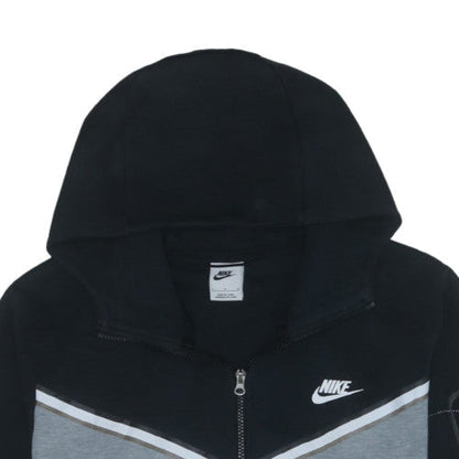 Nike Men's Grey Black Full Zip Hooded Fleece Hoodie L